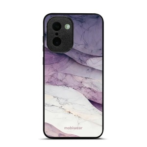 Lesklý kryt na mobil OnePlus 15R - Mobiwear Glossy G028G, bílý a fialový mramor