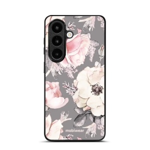 Lesklý kryt na mobil Samsung Galaxy S26 - Mobiwear Glossy G034G, květy na šedém pozadí