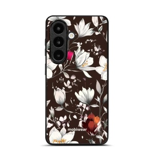 Lesklý kryt na mobil Samsung Galaxy S26 - Mobiwear Glossy GP72G, květy na hnědé