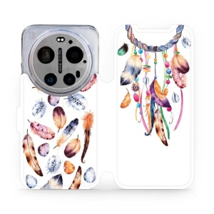 Flip pouzdro na mobil Xiaomi 17 Ultra - Mobiwear M003S, lapač a barevná pírka