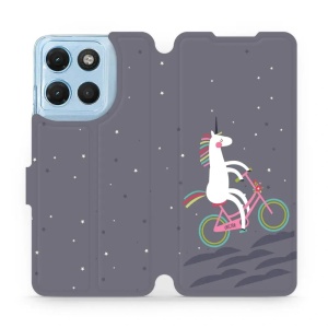 Flip pouzdro na mobil Motorola Moto G17 - Mobiwear V024P, jednorožec na kole