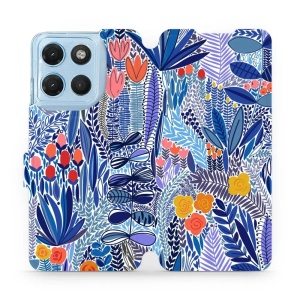 Flip pouzdro na mobil Motorola Moto G17 - Mobiwear MP03P, modrá květena