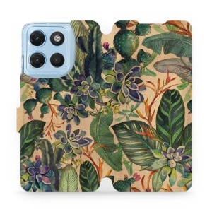Flip pouzdro na mobil Motorola Moto G17 - Mobiwear VP05S, sukulenty