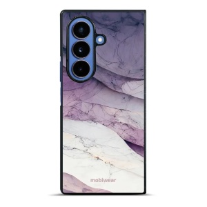 Lesklý kryt na mobil Samsung Galaxy Z Fold7 - Mobiwear Glossy G028G, bílý a fialový mramor