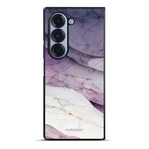 Lesklý kryt na mobil Samsung Galaxy Z Fold6 - Mobiwear Glossy G028G, bílý a fialový mramor