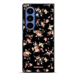 Lesklý kryt na mobil Samsung Galaxy Z Fold7 - Mobiwear Glossy G039G, květy na černé