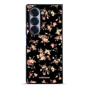 Lesklý kryt na mobil Samsung Galaxy Z Fold6 - Mobiwear Glossy G039G, květy na černé