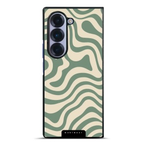 Lesklý kryt na mobil Samsung Galaxy Z Fold6 - Mobiwear Glossy GA57G, zelené a béžové zkrouceniny