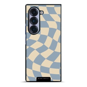 Lesklý kryt na mobil Samsung Galaxy Z Fold6 - Mobiwear Glossy GA59G, modrá a béžová šachovnice