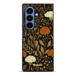 Lesklý kryt na mobil Samsung Galaxy Z Fold7 - Mobiwear Glossy G174G, béžová a oranžová kvítka