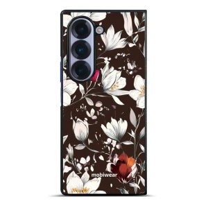 Lesklý kryt na mobil Samsung Galaxy Z Fold6 - Mobiwear Glossy GP72G, květy na hnědé