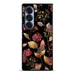 Lesklý kryt na mobil Samsung Galaxy Z Fold6 - Mobiwear Glossy G171G, zlatavé lístky a květy