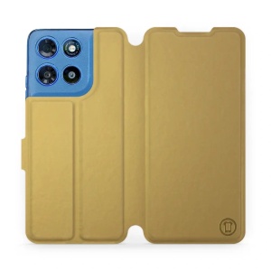 Flip pouzdro na mobil Motorola Moto G57 Power - Mobiwear zlatavé a šedé