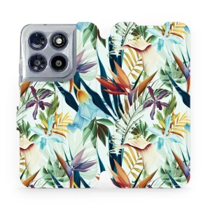 Flip pouzdro na mobil Motorola Moto G67 5G - Mobiwear M071P, flóra