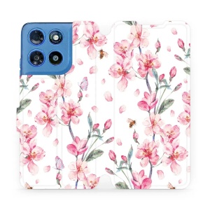 Flip pouzdro na mobil Motorola Moto G57 Power - Mobiwear M124S, růžové květy