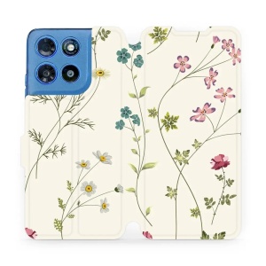 Flip pouzdro na mobil Motorola Moto G57 Power - Mobiwear MD03S, tenké rostlinky s květy