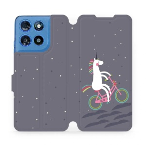 Flip pouzdro na mobil Motorola Moto G57 Power - Mobiwear V024P, jednorožec na kole