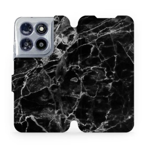 Flip pouzdro na mobil Motorola Moto G67 5G - Mobiwear V056P, černý mramor