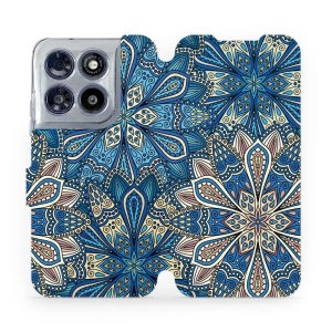 Flip pouzdro na mobil Motorola Moto G67 5G - Mobiwear V108P, modré mandala květy
