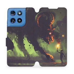 Flip pouzdro na mobil Motorola Moto G57 Power - Mobiwear VA08P, příšera a kluk s pochodní