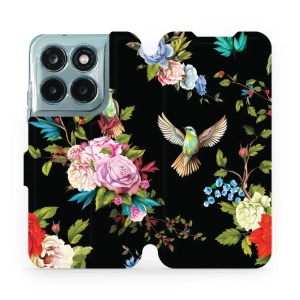 Flip pouzdro na mobil Motorola Moto G77 5G - Mobiwear VD09S, ptáčci a květy