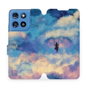 Flip pouzdro na mobil Motorola Moto G57 Power - Mobiwear MR09S, dívka na houpačce v oblacích