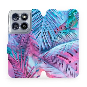 Flip pouzdro na mobil Motorola Moto G67 5G - Mobiwear MG10S, fialové a modré listy