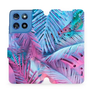 Flip pouzdro na mobil Motorola Moto G57 Power - Mobiwear MG10S, fialové a modré listy