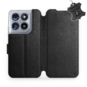 Kožené flip pouzdro na mobil Motorola Moto G67 5G - Mobiwear - černé