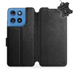 Kožené flip pouzdro na mobil Motorola Moto G57 Power - Mobiwear - černé