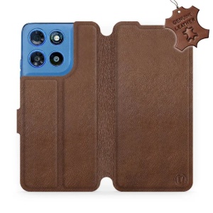 Kožené flip pouzdro na mobil Motorola Moto G57 Power - Mobiwear - hnědé