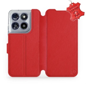 Kožené flip pouzdro na mobil Motorola Moto G67 5G - Mobiwear - červené
