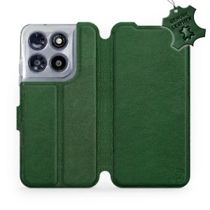 Kožené flip pouzdro na mobil Motorola Moto G67 5G - Mobiwear - zelené 