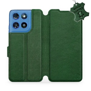 Kožené flip pouzdro na mobil Motorola Moto G57 Power - Mobiwear - zelené 
