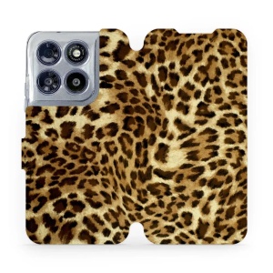 Flip pouzdro na mobil Motorola Moto G67 5G - Mobiwear VA33P, leopardí vzor