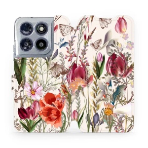 Flip pouzdro na mobil Motorola Moto G67 5G - Mobiwear MP01S, rozkvetlá louka