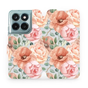 Flip pouzdro na mobil Motorola Moto G77 5G - Mobiwear MP02S, pastelové květy