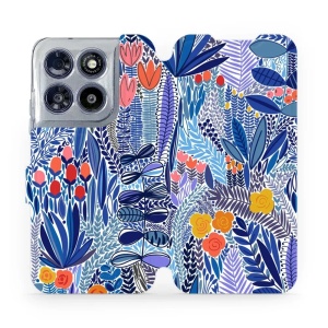 Flip pouzdro na mobil Motorola Moto G67 5G - Mobiwear MP03P, modrá květena