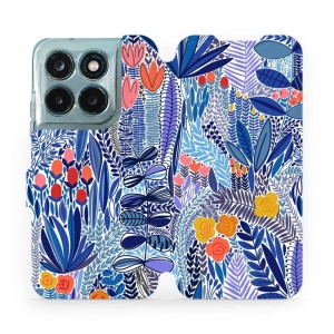 Flip pouzdro na mobil Motorola Moto G77 5G - Mobiwear MP03P, modrá květena
