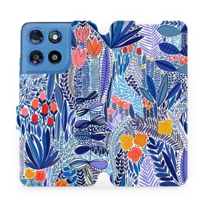 Flip pouzdro na mobil Motorola Moto G57 Power - Mobiwear MP03P, modrá květena