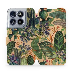 Flip pouzdro na mobil Motorola Moto G67 5G - Mobiwear VP05S, sukulenty