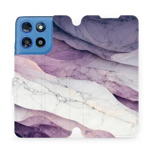 Flip pouzdro na mobil Motorola Moto G57 Power - Mobiwear VP31S, bílý a fialový mramor