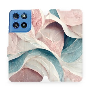 Flip pouzdro na mobil Motorola Moto G57 Power - Mobiwear VP33S, růžový a zelenkavý mramor