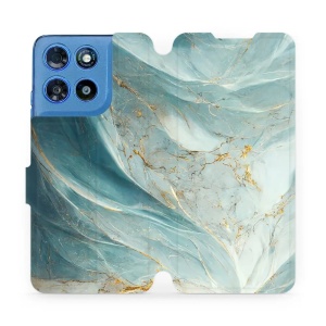 Flip pouzdro na mobil Motorola Moto G57 Power - Mobiwear VP34S, zelenkavý a zlatavý mramor