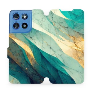 Flip pouzdro na mobil Motorola Moto G57 Power - Mobiwear VP37S, zlatavý a zelenkavý mramor