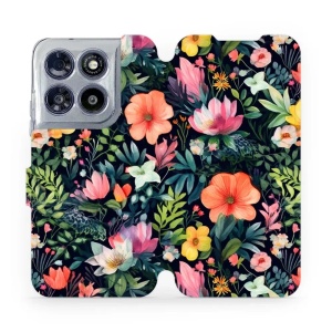 Flip pouzdro na mobil Motorola Moto G67 5G - Mobiwear VP48S, pestré kvítky