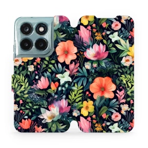 Flip pouzdro na mobil Motorola Moto G77 5G - Mobiwear VP48S, pestré kvítky