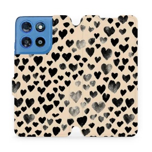 Flip pouzdro na mobil Motorola Moto G57 Power - Mobiwear VA51S, černá srdíčka