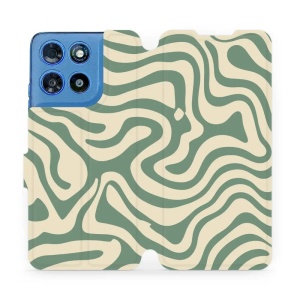 Flip pouzdro na mobil Motorola Moto G57 Power - Mobiwear VA57S, zelené a béžové zkrouceniny