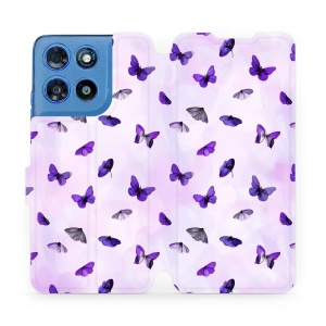 Flip pouzdro na mobil Motorola Moto G57 Power - Mobiwear VP76S, fialoví motýlci